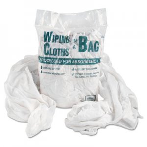Genpak Bag-A-Rags Reusable Wiping Cloths, Cotton, White, 1lb Pack UFSN250CW01