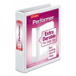 Cardinal Performer ClearVue Slant-D Ring Binder, 3 Rings, 1.5" Capacity, 11 x 8.5, White CRD17400 17400CB