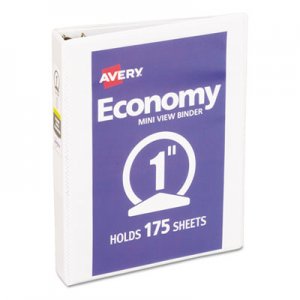 Avery Economy View Binder w/Round Rings, 8 1/2 x 5 1/2, 1" Cap, White AVE05806 05806