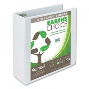 Samsill Earth's Choice Biobased Round Ring View Binder, 3 Rings, 4" Capacity, 11 x 8.5, White SAM18997 18997