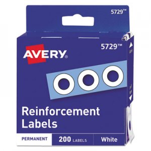 Avery Dispenser Pack Hole Reinforcements, 1/4" Dia, White, 200/Pack, (5729) AVE05729 05729