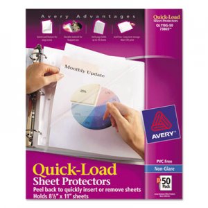 Avery Quick Top and Side Loading Sheet Protectors, Letter, Non-Glare, 50/Box AVE73803 73803