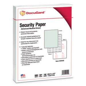 DocuGard Security Paper, 8-1/2 x 11, Green, 500/Ream PRB04542 04542
