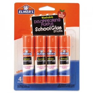 Elmer's Washable School Glue Sticks, 0.24 oz, Applies Purple, Dries Clear, 4/Pack EPIE543 E543