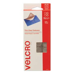VELCRO Brand Sticky-Back Fasteners, Removable Adhesive, 0.63" dia, Clear, 75/Pack VEK91302 91302