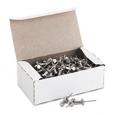 GEM Aluminum Head Push Pins, Steel 5/8" Point, Silver, 100 per Box CPAL5 GEMCPAL5