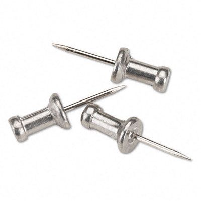 GEM Aluminum Head Push Pins, Steel 1/2" Point, Silver, 100 per Box CPAL4 GEMCPAL4