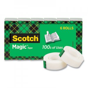 Scotch Magic Tape Refill, 1" Core, 0.75" x 83.33 ft, Clear, 6/Pack MMM810K6 810K6