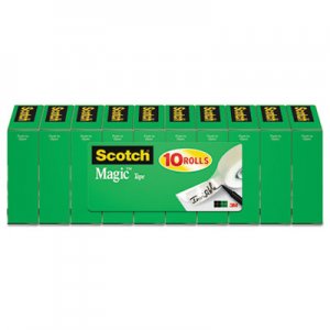 Scotch Magic Tape Value Pack, 1" Core, 0.75" x 83.33 ft, Clear, 10/Pack MMM810P10K 810P10K