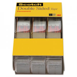 Scotch Double-Sided Permanent Tape in Handheld Dispenser, 1" Core, 0.5" x 20.83 ft, Clear, 3/Pack MMM3136