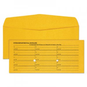 Quality Park Light Brown Fold Flap Kraft Trade Size Interoffice Envelope, One-Sided Box-Style Format, 4.5 x 10