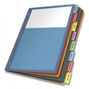 Cardinal Poly 1-Pocket Index Dividers, 8-Tab, 11 x 8.5, Assorted, 4 Sets CRD84017 84017CB