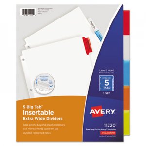 Avery Insertable Big Tab Dividers, 5-Tab, 11 1/8 x 9 1/4 AVE11220 11220