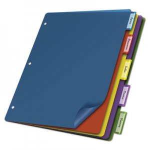 Cardinal Poly Index Dividers, 5-Tab, 11 x 8.5, Assorted, 4 Sets CRD84018 84018