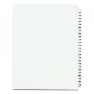 Avery Preprinted Legal Exhibit Side Tab Index Dividers, Avery Style, 25-Tab, 101 to 125, 11 x 8.5, White
