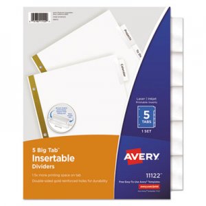 Avery Insertable Big Tab Dividers, 5-Tab, Letter AVE11122 11122
