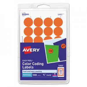 Avery Printable Self-Adhesive Removable Color-Coding Labels, 0.75" dia., Orange, 24/Sheet, 42 Sheets/Pack, (5465) AVE05465 05465