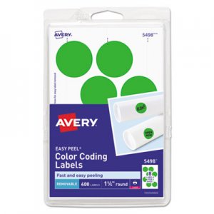Avery Printable Self-Adhesive Removable Color-Coding Labels, 1.25" dia., Neon Green, 8/Sheet, 50 Sheets/Pack, (5498) AVE05498