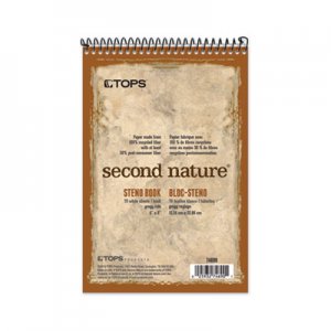 TOPS Second Nature Spiral Reporter/Steno Book, Gregg, 6 x 9, White, 70 Sheets TOP74690 74690