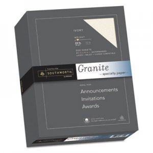 Southworth Granite Specialty Paper, Ivory, 24lb, 8 1/2 x 11, 25% Cotton, 500 Sheets SOU934C 934C
