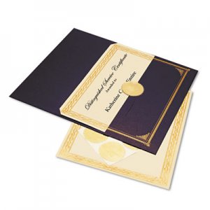 Geographics Ivory/Gold Foil Embossed Award Cert. Kit, Blue Metallic Cover, 8-1/2 x 11, 6/KIt GEO47481 47481