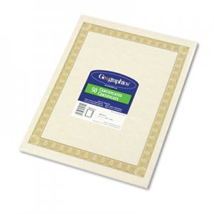 Geographics Parchment Paper Certificates, 8-1/2 x 11, Natural Diplomat Border, 50/Pack GEO21015 21015