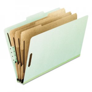Pendaflex Four-, Six-, and Eight-Section Pressboard Classification Folders, 3 Dividers, Embedded Fasteners, Letter Size, Green, 10/Box PFX17174 17174EE