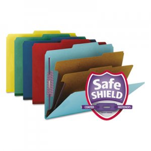 Smead Six-Section Pressboard Top Tab Classification Folders with SafeSHIELD Fasteners, 2 Dividers, Letter Size, Assorted, 10/Box SMD14025 14025