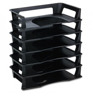 Rubbermaid Regeneration Recycled Plastic Letter Tray, 6 Sections, Letter Size Files, 9.13" x 15.25" x 2.75", Black