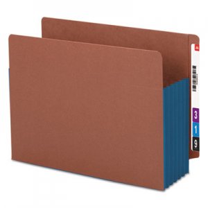 Smead Redrope Drop-Front End Tab File Pockets w/ Fully Lined Colored Gussets, 5.25" Expansion, Letter Size, Redrope/Blue