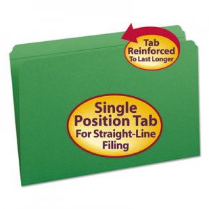 Smead Reinforced Top Tab Colored File Folders, Straight Tab, Legal Size, Green, 100/Box SMD17110 17110