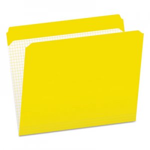 Pendaflex Double-Ply Reinforced Top Tab Colored File Folders, Straight Tab, Letter Size, Yellow, 100/Box PFXR152YEL R152 YEL