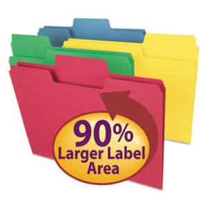 Smead SuperTab Colored File Folders, 1/3-Cut Tabs, Letter Size, 11 pt. Stock, Assorted, 100/Box SMD11987 11987