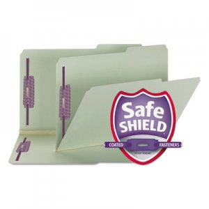 Smead Recycled Pressboard Folders w/Two SafeSHIELD Fasteners, 2/5-Cut Tabs, Right of Center, 2" Exp, Legal Size, Gray