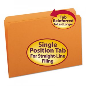 Smead Reinforced Top Tab Colored File Folders, Straight Tab, Legal Size, Orange, 100/Box SMD17510 17510
