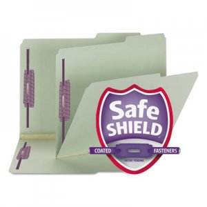 Smead Recycled Pressboard Folders w/Two SafeSHIELD Fasteners, 2/5-Cut Tab, Right of Center, 2" Exp, Letter Size, Gray