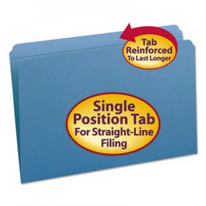 Smead Reinforced Top Tab Colored File Folders, Straight Tab, Legal Size, Blue, 100/Box SMD17010 17010