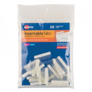 Avery Insertable Index Tabs with Printable Inserts, 1/5-Cut Tabs, Clear, 1" Wide, 25/Pack AVE16221 16221