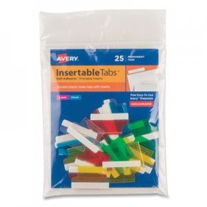 Avery Insertable Index Tabs with Printable Inserts, 1/5-Cut Tabs, Assorted Colors, 1" Wide, 25/Pack AVE16219 16219