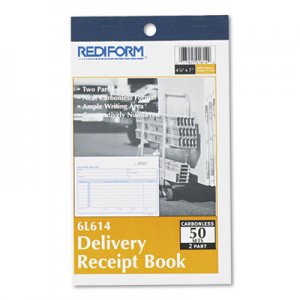 Rediform Delivery Receipt Book, 6 3/8 x 4 1/4, Two-Part Carbonless, 50 Sets/Book RED6L614 6L614