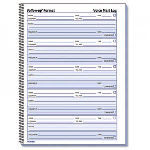 Rediform Voice Mail Wirebound Log Books, 8 x 10 5/8, 500 Sets/Book RED51114 51114