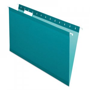 Pendaflex Colored Reinforced Hanging Folders, Legal Size, 1/5-Cut Tab, Teal, 25/Box PFX415315TEA 04153 1/5 TEA