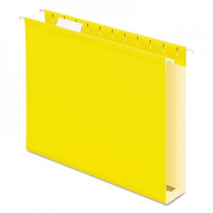 Pendaflex Extra Capacity Reinforced Hanging File Folders with Box Bottom, Letter Size, 1/5-Cut Tab, Yellow, 25/Box PFX4152X2YEL