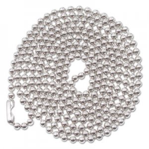 Advantus ID Badge Holder Chain, Ball Chain Style, 36" Long, Nickel Plated, 100/Box AVT75417 75417