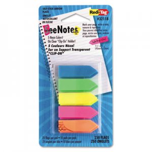 Redi-Tag SeeNotes Transparent-Film Arrow Page Flags, Assorted Colors, 50/Pad, 5 Pads RTG32118 32118