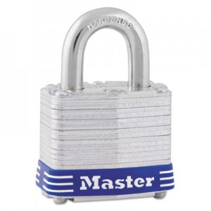 Master Lock Four-Pin Tumbler Laminated Steel Lock, 2" Wide, Silver/Blue, Two Keys MLK5D 5D