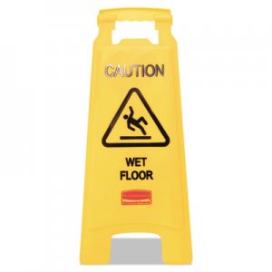 Rubbermaid Commercial Caution Wet Floor Floor Sign, Plastic, 11 x 12 x 25, Bright Yellow RCP611277YW FG611277YEL