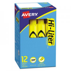 Avery HI-LITER Desk-Style Highlighters, Chisel Tip, Yellow, Dozen, (7742) AVE07742 07742