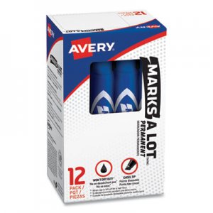 Avery Marks-A-Lot Regular Desk-Style Permanent Marker, Chisel Tip, Blue, Dozen AVE07886 07886