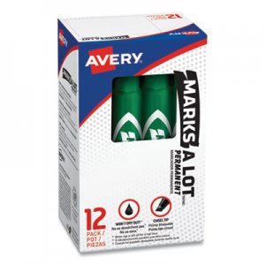 Avery Marks-A-Lot Regular Desk-Style Permanent Marker, Chisel Tip, Green, Dozen AVE07885 07885